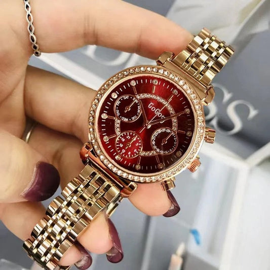 Radiant Elegance: Ladies' Watches with a Golden Case and Red Dial